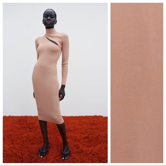 Zara Dresses & Skirts - NWOT. Zara Dusty Pink Cut Out Knit Dress. Size M.